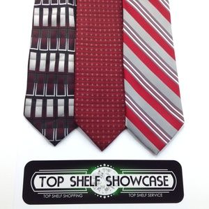 LOT 3 Men's Ties Red Silver Mix Alexander Julian